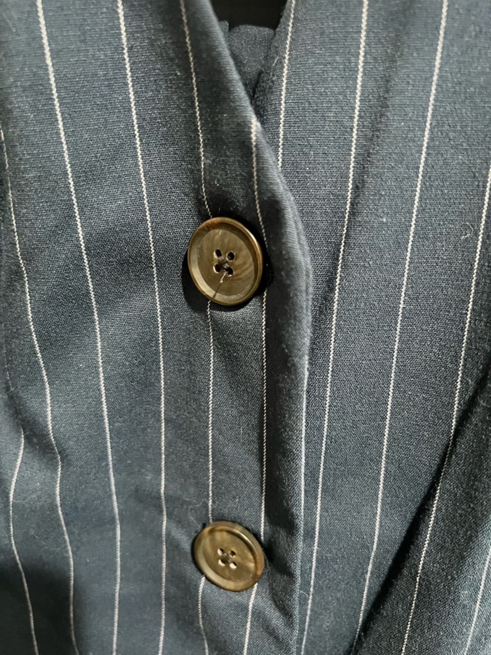 Target Navy Pinstripe Sleeveless Button-Front Mini Dress - Picture 3 of 7